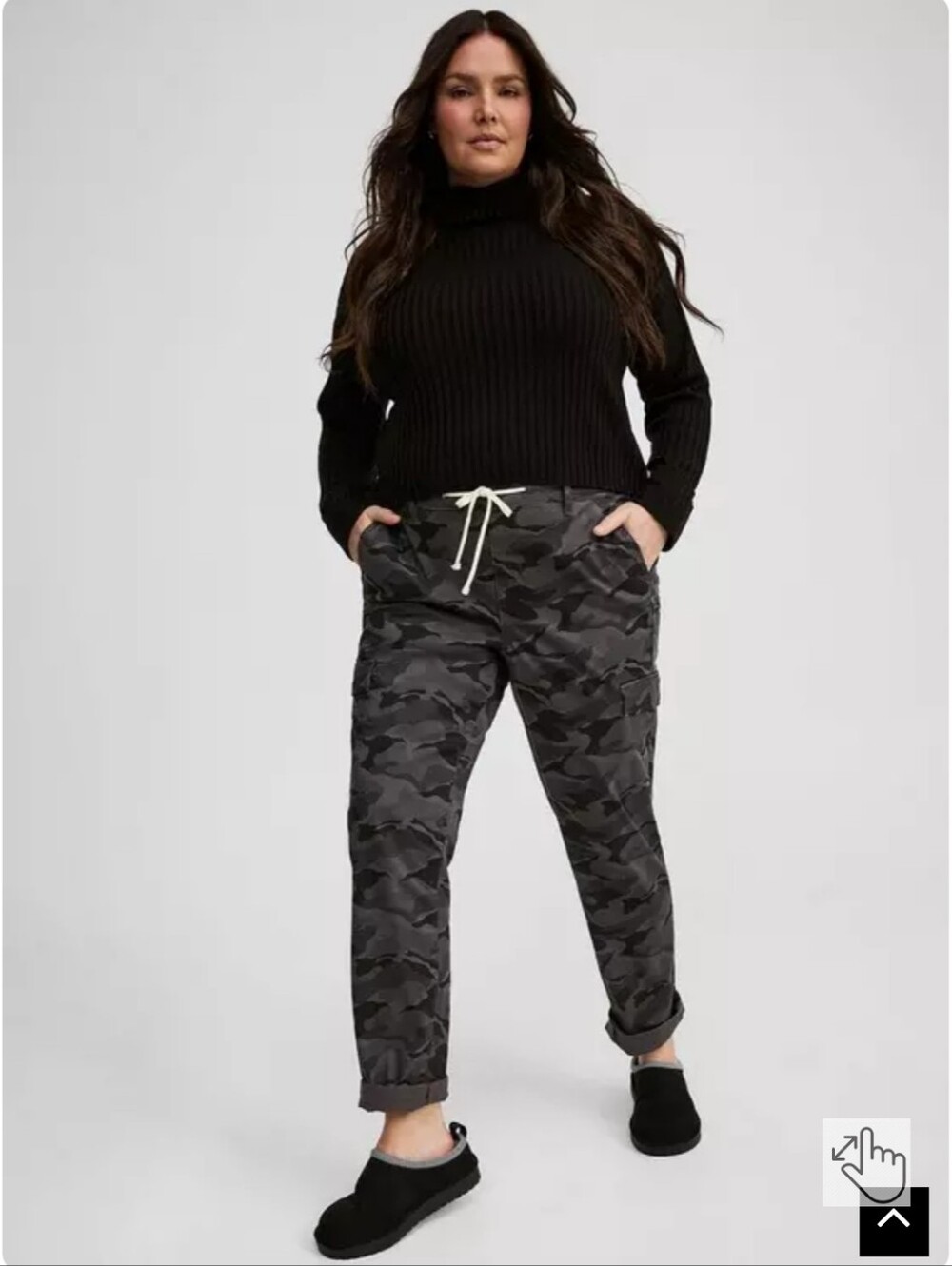 Torrid Cargo Pants 4X Gray Black Camo Pull On Straight Leg
